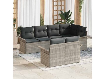 Sada zahradních pohovek 7 pcs Světle šedá Poly ratan 3354071