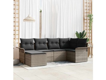 Sada zahradních pohovek s úložištěm 6 pcs Šedá polyratan 3354098