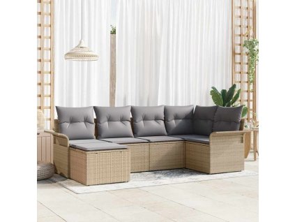 Sada zahradních pohovek s úložištěm 6 pcs Béžová polyratan 3354099