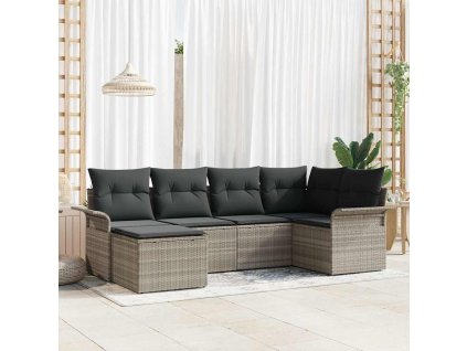 Sada zahradních pohovek s úložištěm 6 pcs Světle šedá polyratan 3354101