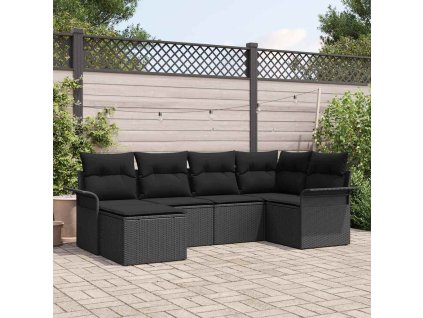 Sada zahradních pohovek s úložištěm 6 pcs Černá polyratan 3354102