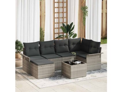 Sada zahradních pohovek s úložištěm 7 pcs Světle šedá polyratan 3354111