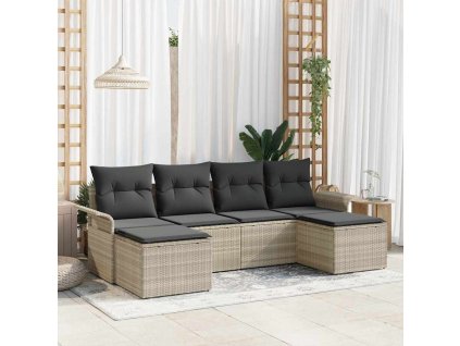 Sada zahradních pohovek s úložištěm 6 pcs Světle šedá polyratan 3354141