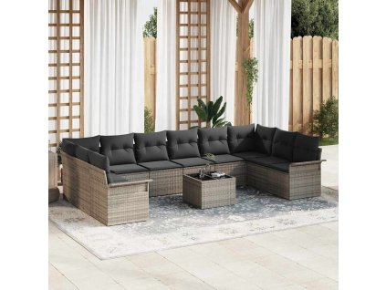 Sada zahradních pohovek s úložištěm 11 pcs Černá polyratan 3354218