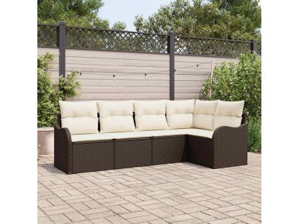 Sada zahradních pohovek s úložištěm 5 pcs Hnědá polyratan 3354367