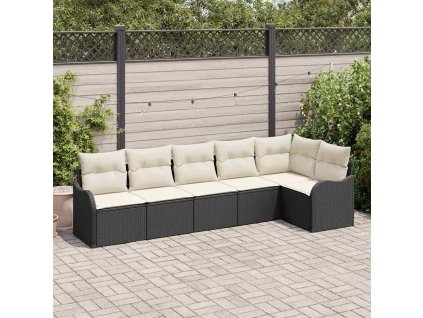 Sada zahradních pohovek s polštářem 6 pcs Černá Poly ratan 3354386