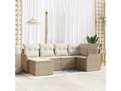 Sada zahradních pohovek 6 pcs Béžovo-bílá Poly ratan 3354440