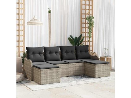 Sada zahradních pohovek 6 pcs Světle šedá Poly ratan 3354481