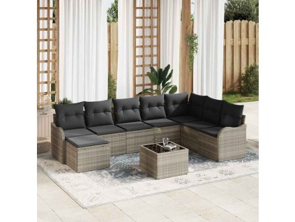 Sada zahradních pohovek 9 pcs Světle šedá Poly ratan 3354501