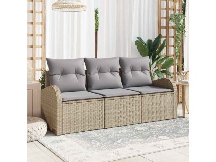 Sada zahradních pohovek 3 pcs béžová a světle šedá Poly ratan 3354569