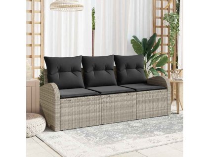 Sada zahradních pohovek 3 pcs Světle šedá Poly ratan 3354571
