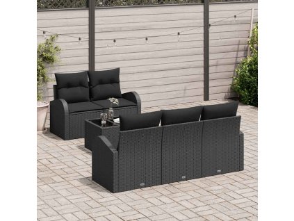 Sada zahradních pohovek s úložištěm 6 pcs Černá polyratan 3354592