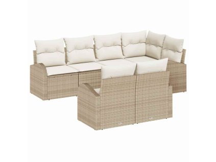 Sada zahradních pohovek 7 pcs Béžová a bílá polyratan 3354750