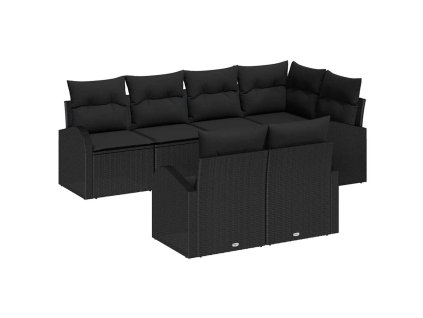 Sada zahradních pohovek s polštářem 7 pcs Černá Poly ratan 3354752