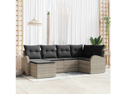 Set pohovek s polštářem s úložištěm 6 pcs Světle šedá polyratan 3354781