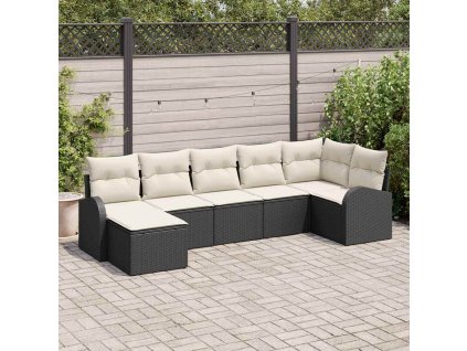 Sada zahradních pohovek 7 pcs Černá Poly ratan 3354796