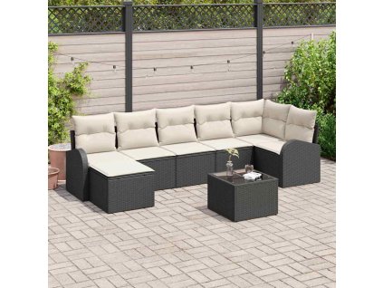 Sada zahradních pohovek 8 pcs Černá Poly ratan 3354806