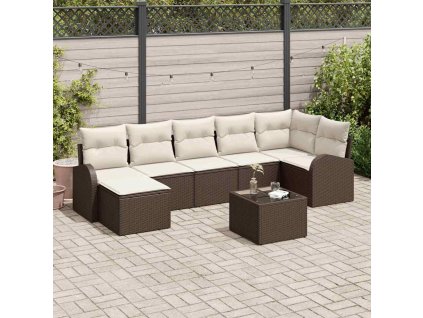 Sada zahradních pohovek 8 pcs Hnědá Poly ratan 3354807