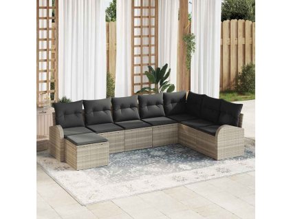 Set pohovek s polštářem s úložištěm 8 pcs Světle šedá polyratan 3354831