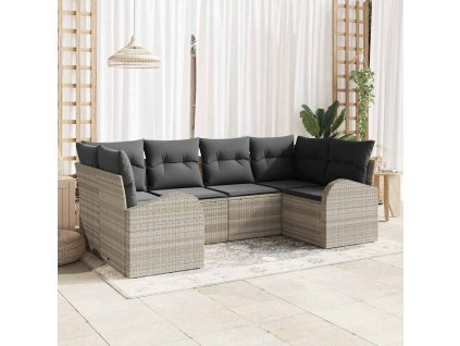 Sada zahradních pohovek 6 pcs Světle šedá Poly ratan 3354851