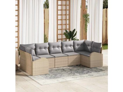 Sada zahradních pohovek 7 pcs béžová a světle šedá Poly ratan 3354859
