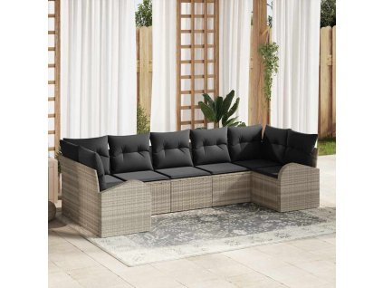 Sada zahradních pohovek 7 pcs Světle šedá Poly ratan 3354861
