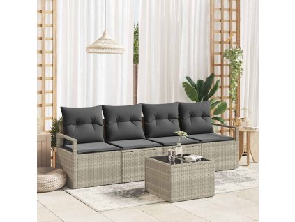 Set pohovek 5 pcs Světlá šedá a tmavá šedá polyratan 3354921