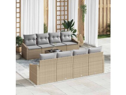 Set pohovek s polštářem 7 pcs Beige a šedá polyratan 3355319