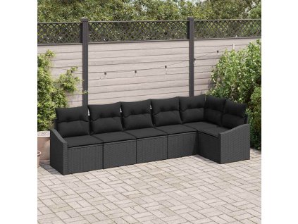 Set pohovek s polštářem s úložištěm 6 pcs Černá polyratan 3355412