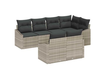 Sada zahradních pohovek s polštářem 7 pcs Světle šedá polyratan 3355431