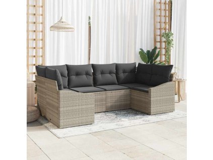 Sada zahradních pohovek s úložištěm 6 pcs Světle šedá polyratan 3355531