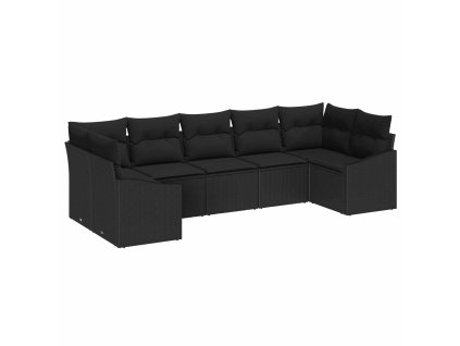 Sada zahradních pohovek s úložištěm 7 pcs Černá polyratan 3355542