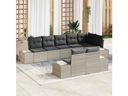 Sada zahradních pohovek 8 pcs Světle šedá Poly ratan 3355781