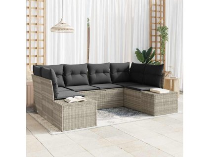 Sada zahradních pohovek 6 pcs Světle šedá Poly ratan 3355871