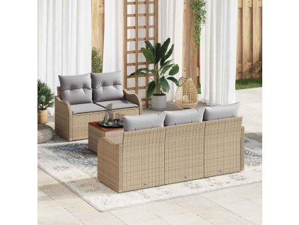 Sada zahradních pohovek s polštářem 6 pcs Béžová a Světle šedá 3356061