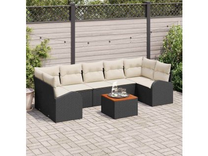 Sada zahradních pohovek 8 pcs Černá a bílá 3356213