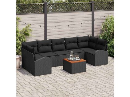 Sada zahradních pohovek 8 pcs Černá 3356217