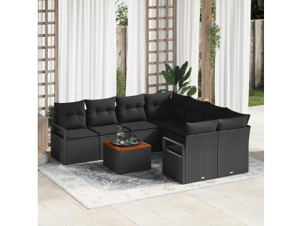 Sada zahradních pohovek s úložištěm 9 pcs Černá polyratan 3356357