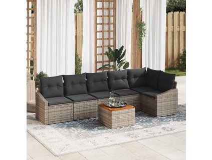 Sada zahradních pohovek s úložištěm 7 pcs Šedá polyratan 3356508