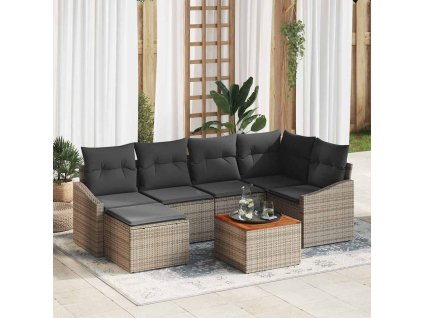 Sada zahradních pohovek s úložištěm 7 pcs Šedá polyratan 3356522