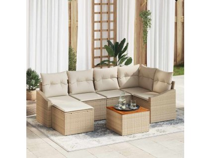 Sada zahradních pohovek 7 pcs Béžovo-bílá 3356524