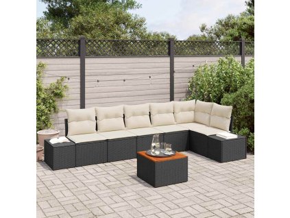 Sada zahradních pohovek 7 pcs Černá a krémová polyratan 3356633