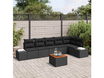 Sada zahradních pohovek 7 pcs Černá 3356637