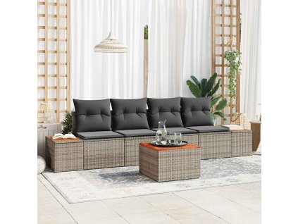 Sada zahradních pohovek s polštářem 5 pcs Šedá Poly ratan 3356689