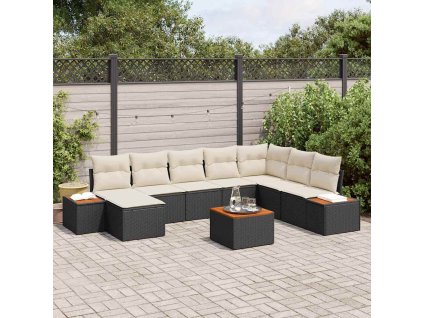 Sada zahradních pohovek 9 pcs Černá a krémová 319 x 209 x 85 cm 3356817