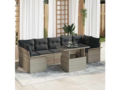 Sada zahradních pohovek 8 pcs Světle šedá Poly ratan 3356975