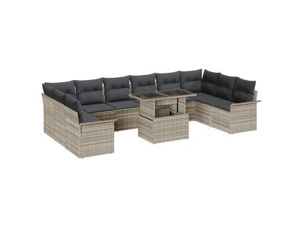 Sada zahradních pohovek 11 pcs Světle šedá Poly Ratan 3357095