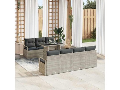 Sada zahradních pohovek 8 pcs Světle šedá Poly ratan 3357505