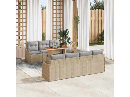 Sada zahradních pohovek s úložištěm 8 pcs Béžová Poly ratan 3358156