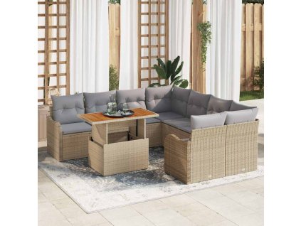 Sada zahradních pohovek s úložištěm 9 pcs Béžová Poly ratan 3358177